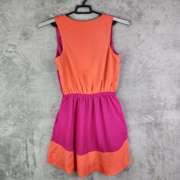 Womens Merona Sleeveless Colorblock Dress Pink & Orange Polyester Size M - Picture 8 of 11